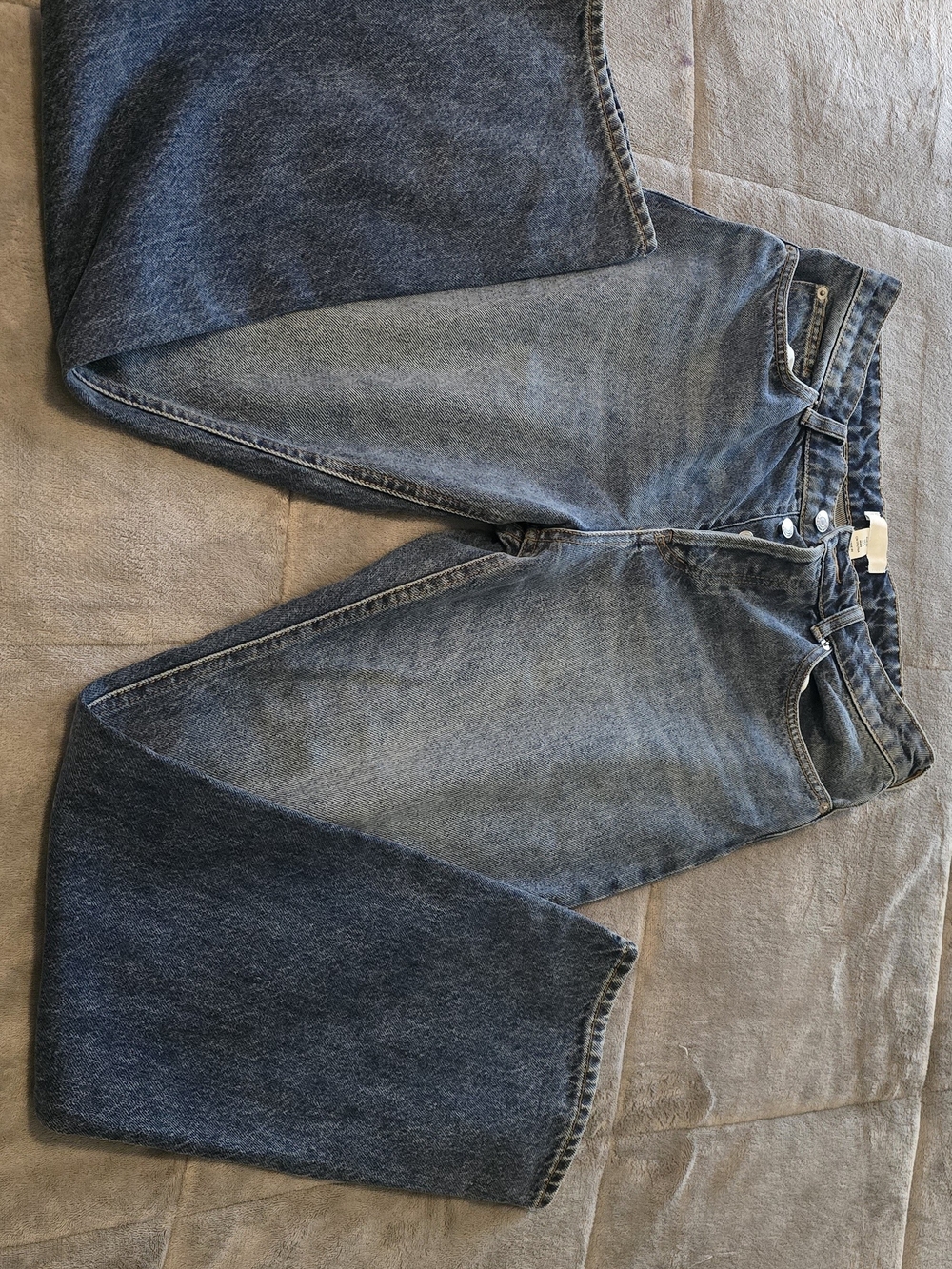 H&M Two-Tone Denim Straight-Leg Jeans - Blue Wash